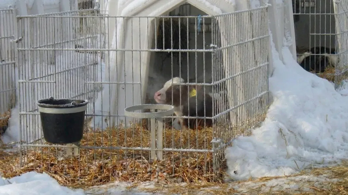 Kalb im Iglu beim Schneewinter